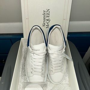Alexander McQueen White Sneakers with Blue Trim